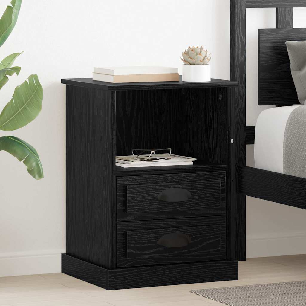 Bedside Cabinet Black oak 43 x 36 x 60 cm Engineered wood